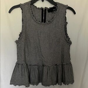 Striped Sleeveless Peplum Tank Top - Black/White SUPER CUTE Size M